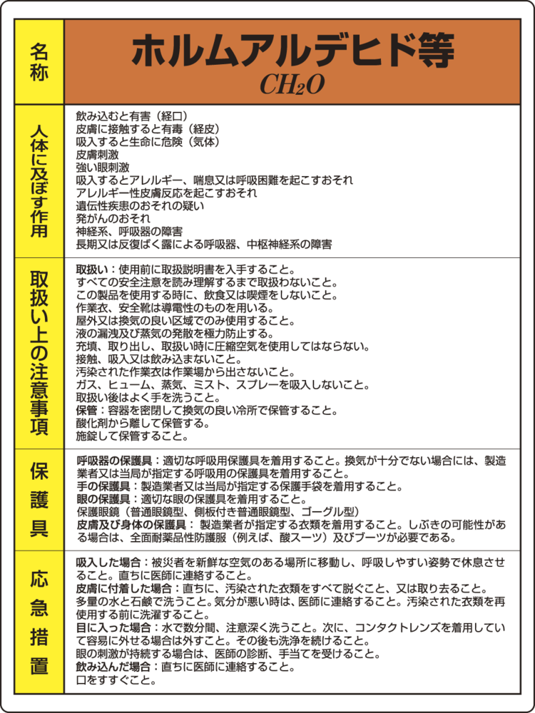 ホルムアルデヒド 特定化学物質標識 600×450 (815-23)