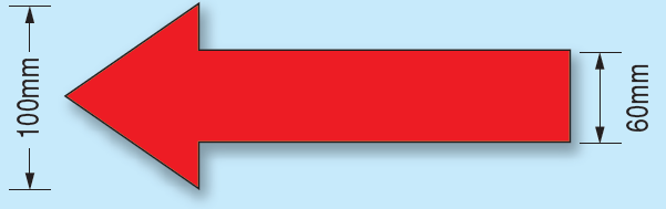 矢印 (赤) 蛍光ステッカー 100×220 (829-82)