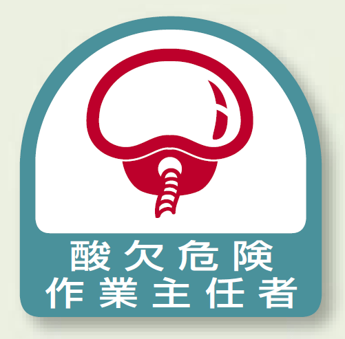 ヘルメット用ステッカー 酸欠危険作業主任者 35×35 (2枚1組) (851-32)