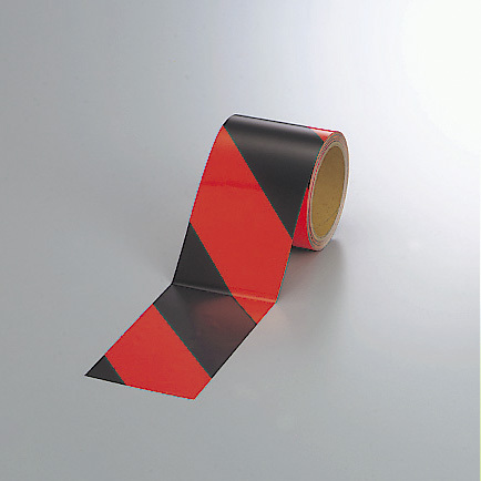 蛍光反射トラテープ (セパ付) 黒/オレンジ 90mm幅×10m巻 (864-64)