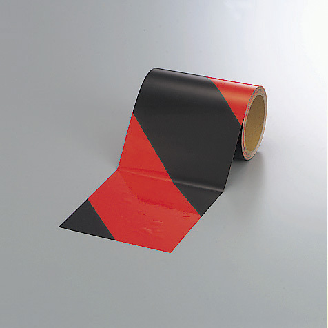 蛍光反射トラテープ (セパ付) 黒/オレンジ 150mm幅×10m巻 (864-65)
