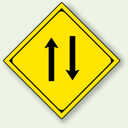 警告標識 二方交通 アルミ 一辺 450 (894-47)