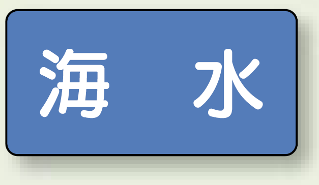 JIS配管識別ステッカー 横型 海水 大 10枚1組 (AS-1-3L)