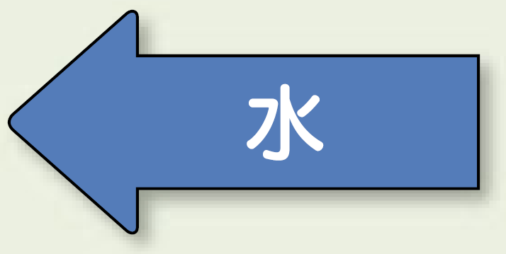 JIS配管識別方向ステッカー 左向き 水 大 10枚1組 (AS-30L)