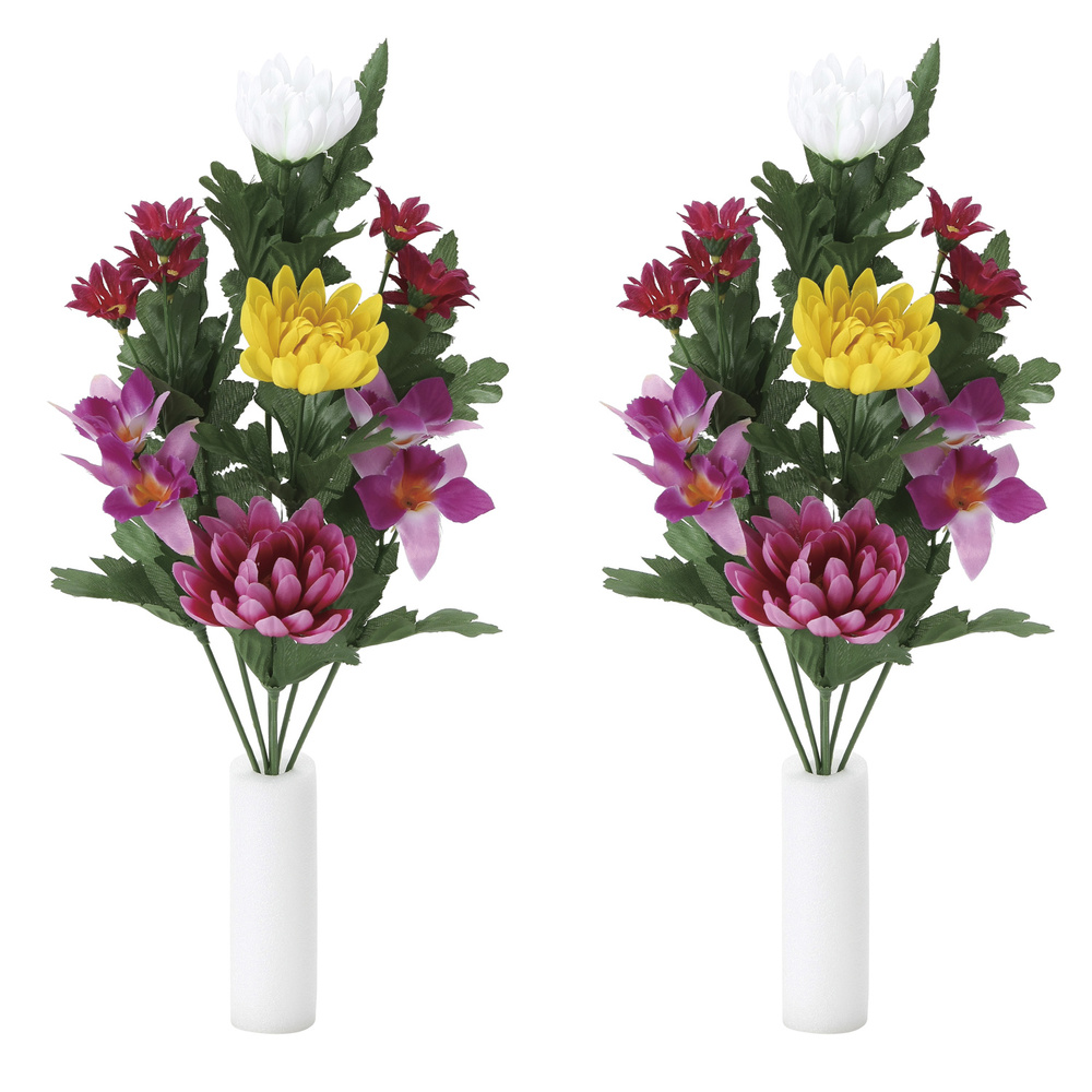 光触媒 造花 仏花オーキット2個セット (高さ36cm)