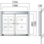 壁付アルミ掲示板  AGP-1210W(幅1234mm) 照明なし ダークブロンズ AGP-1210W(B)