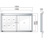 壁付アルミ掲示板  AGP-1810W(幅1834mm) 照明なし シルバーつや消し AGP-1810W(S)