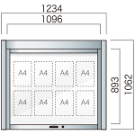 跳ね上げ式 壁付型 アルミ掲示板 AGS-1210W/1510W/1810W AGS-1210W(幅1234mm) LED付 シルバーつや消し (AGS-1210W(LED-S))
