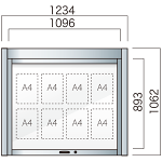 跳ね上げ式 壁付型 アルミ掲示板 AGS-1210W/1510W/1810W AGS-1210W(幅1234mm) 照明なし ダークブロンズ (AGS-1210W(B))