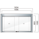 跳ね上げ式 壁付型 アルミ掲示板 AGS-1210W/1510W/1810W AGS-1810W(幅1834mm) LED付 ダークブロンズ (AGS-1810W(LED-B))