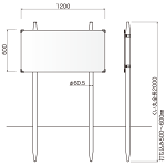 コンクリ基礎不要 打込杭サイン コンパス W1200×H600 (KCO-12060)