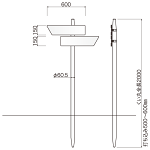 コンクリ基礎不要 打込杭サイン コンパス W600×H150×2段 (KCO-60152)