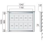 保護板(ガラス)なし 屋外用簡易・壁付型アルミ掲示板 SBD-1210W(幅1342mm) シルバーつや消し (SBD-1210W(S))