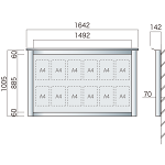 保護板(ガラス)なし 屋外用簡易・壁付型アルミ掲示板 SBD-1510W(幅1642mm) ダークブロンズつや消し (SBD-1510W(B))