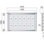保護板(ガラス)なし 屋外用簡易・壁付型アルミ掲示板 SBD-1510W(幅1642mm) シルバーつや消し (SBD-1510W(S))