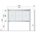 保護板(ガラス)なし 屋外用簡易・自立型アルミ掲示板 SBD-1810(幅1942mm) シルバーつや消し (SBD-1810(S))