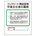 作業主任者職務板 コンクリート橋架設等 (356-33A)