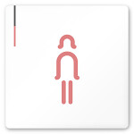  デザイナールームプレート 会社向け グレー×ピンク 女子トイレ2 白マットアクリル W150×H150 (AC-1515-OA-NT1-0106)