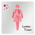 デザイナールームプレート 会社向け クリスタル 女子トイレ1 アルミ板 W150×H150 (AL-1515-OB-IN1-0105)
