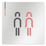  デザイナールームプレート 会社向け グレー×ピンク トイレ2 アルミ板 W150×H150 (AL-1515-OB-NT1-0102)
