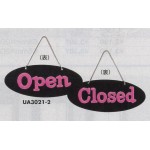 表示プレートH ドアサイン 両面Open⇔Closed 仕様・カラー:楕円型・ピンク (UA3021-2)