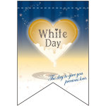 ホワイトデー (ブルーグラデーション) リボン型 ミニフラッグ(遮光・両面印刷) (61006)
