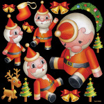 クリスマス サンタキャラクター 看板・ボード用イラストシール (W285×H285mm) 