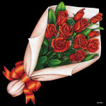 デコシール 花束 バラ サイズ:ミニ W100×H100 (62075)