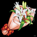 デコシール 花束 ユリ サイズ:ビッグ W600×H600 (61926)