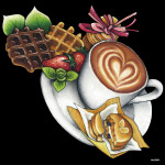 デコシール コーヒー ラテアート サイズ:ビッグ W600×H600 (62081)