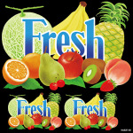 果物 fresh 看板・ボード用イラストシール (W285×H285mm) 