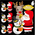 クリスマス サンタ(3) トナカイ 看板・ボード用イラストシール (W285×H285mm) 
