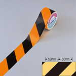 蛍光トラテープ オレンジ/黒 サイズ:45mm幅×10m×0.2mm (256402)