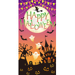 【2024年秋商品】タペストリー(防炎)ピンクハロウィン(No175-0510)