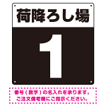 荷降ろし場 希望数字入れ 背景カラー/白文字 オリジナル プレート看板 ブラック 300角 エコユニボード (SP-SMD464H-30U)