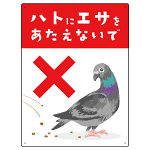 ハトにエサを与えないで 描き下ろしイラストデザイン プレート看板 タテ型 600×450 アルミ複合板 (SP-SMD589-60x45A)