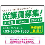 従業員募集 シンプル 斜行文字スタイルデザイン オリジナル プレート看板 グリーン W450×H300 マグネットシート (SP-SMD670C-45x30M)