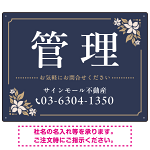 柔らかな花柄モチーフと洗練配色 管理 不動産向けデザインプレート看板 ネイビー W600×H450 アルミ複合板(SP-SMD715A-60x45A)
