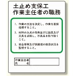 作業主任者職務板 土止め支保工 (356-03A)