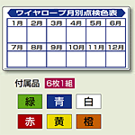 玉掛関係標識 ワイヤーロープ月別点検色表 セット (804-91)