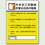 木材加工用機械 「作業主任者職務表示板」 (808-03)