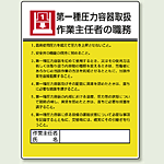 第一種圧力容器取扱 「作業主任者職務表示板」 (808-07)