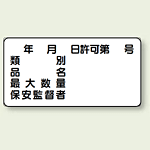 横型標識 年月日許可第 号 種別 等 鉄板 300×600 (828-61)