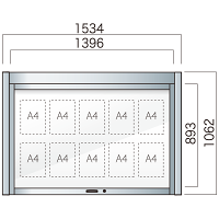 跳ね上げ式 壁付型 アルミ掲示板 AGS-1210W/1510W/1810W AGS-1510W(幅1534mm) 照明なし シルバーつや消し (AGS-1510W(S))