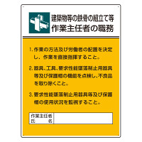 建築物等の鉄骨の組立て等 「作業主任者職務表示板」 (808-22A)