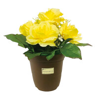 造花鉢 バラ黄 (935-42)