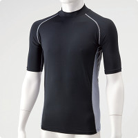 冷感パワーストレッチシャツ半袖黒M (HO-97BK-1)