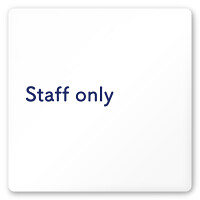 デザイナールームプレート　文字紺 Staff only 白マットアクリル W150×H150 (AC-1515-HA-IM1-0110)