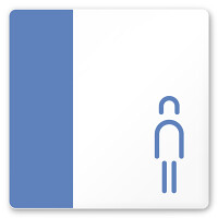 デザイナールームプレート　バイカラー 男子トイレ２ 白マットアクリル W150×H150 (AC-1515-HA-NT1-0104)