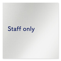 デザイナールームプレート　文字紺 Staff only アルミ板 W150×H150 (AL-1515-HB-IM1-0110)